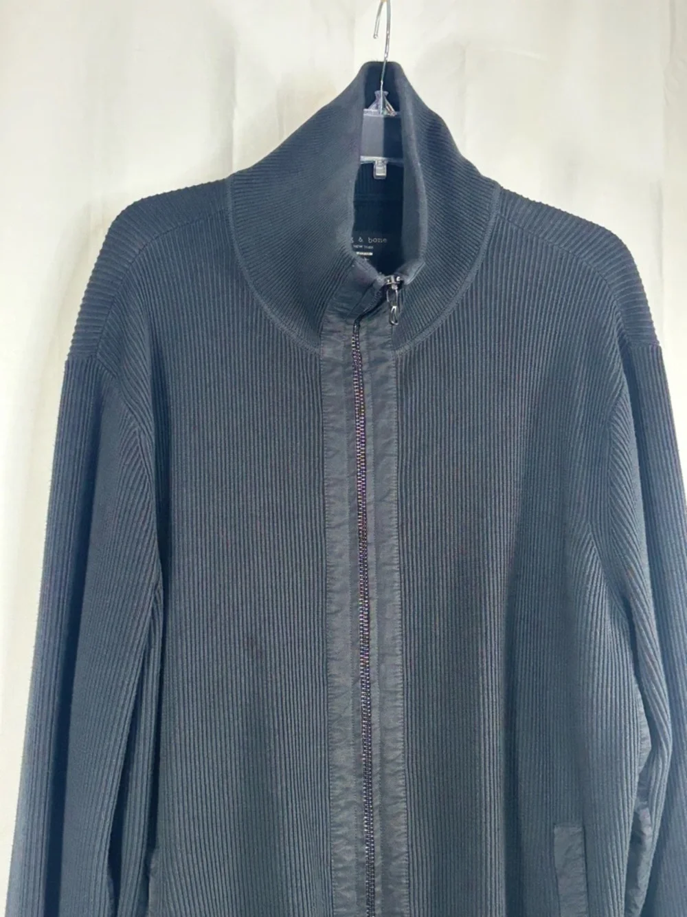 EUC RAG&BONE Men's Black Full-Zip Oversized Ribbed Sweater Jacket Size L